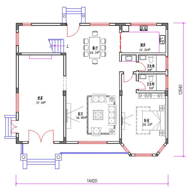 三層新農村自建房設計圖45萬3廳5室4衛170㎡，美觀實用建筑結構水電齊全