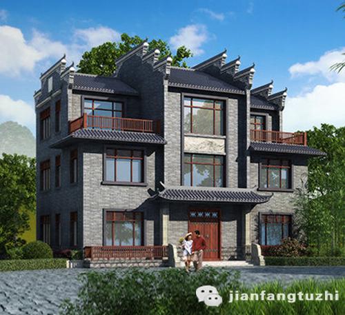 清雅簡淡的三層徽派別墅圖50萬3廳6室5衛(wèi)16×11帶中堂套房，因陋就簡的樸素美