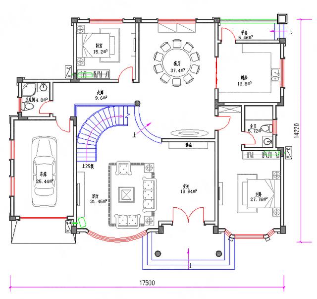 剛建成的復式三層別墅圖：65萬210㎡3廳7室帶KTV房活動廳套間，一樣豪華大氣