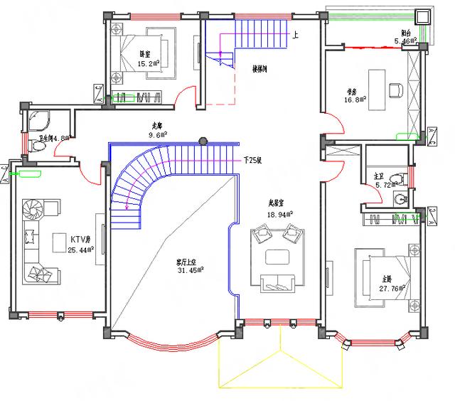 剛建成的復式三層別墅圖：65萬210㎡3廳7室帶KTV房活動廳套間，一樣豪華大氣