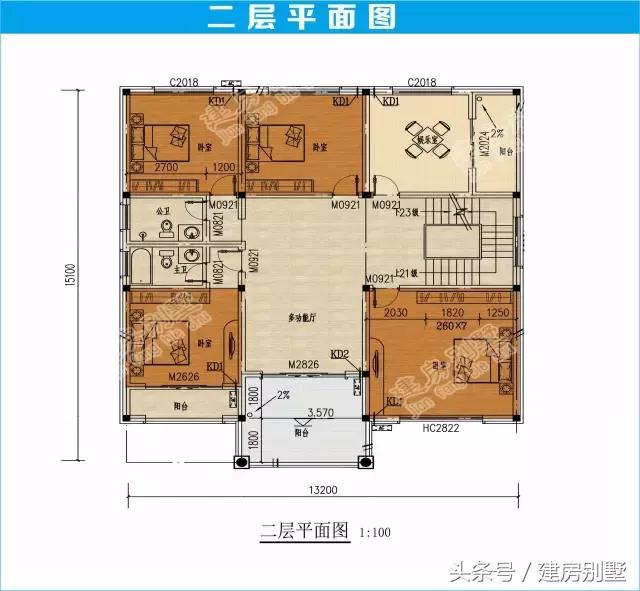 13.2×15.1米三層農(nóng)村別墅，真石漆搭配文化石，經(jīng)濟(jì)又美觀