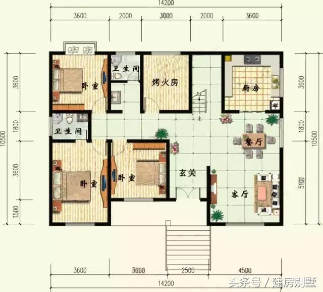 14.2×10.5米一層農村別墅，北方人都喜歡的戶型