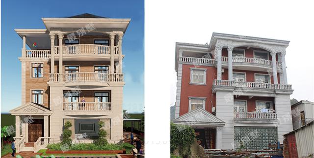 農村別墅效果圖實景圖直接對比，誰說實景圖不如效果圖