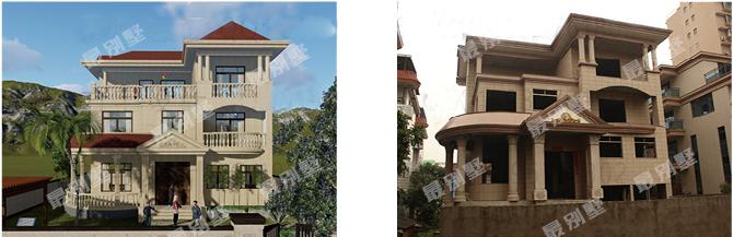 農村別墅效果圖實景圖直接對比，誰說實景圖不如效果圖