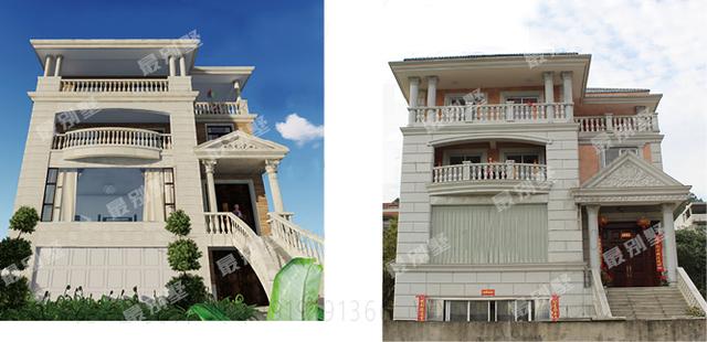 農村別墅效果圖實景圖直接對比，誰說實景圖不如效果圖