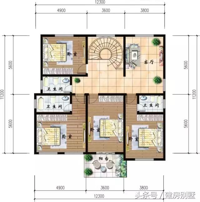 12.3×11.2米二層農村別墅，簡單大方，大眾適用戶型