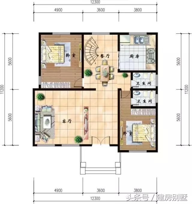 12.3×11.2米二層農村別墅，簡單大方，大眾適用戶型