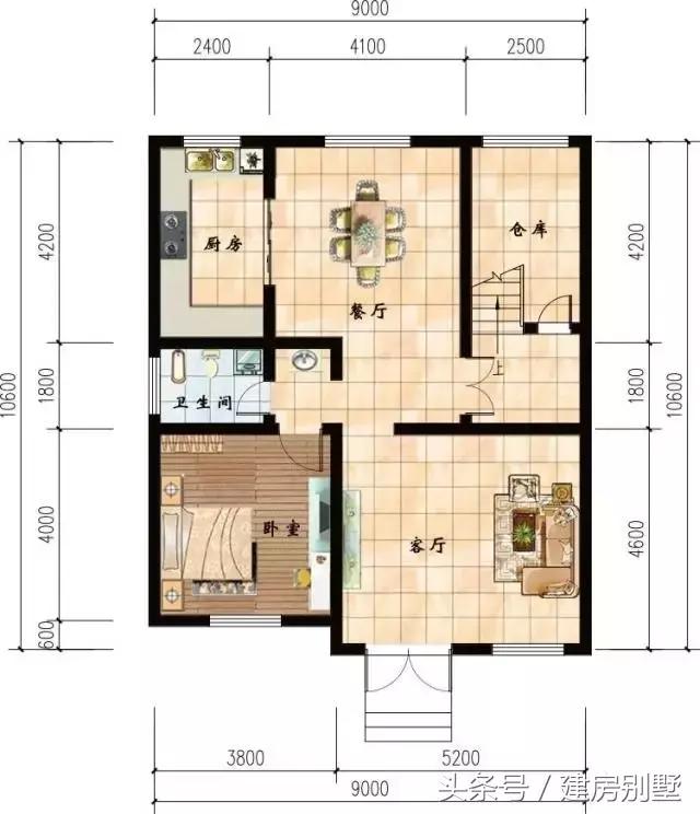 9×10.6米三層農(nóng)村別墅，占地面積不超100平米的最佳戶型