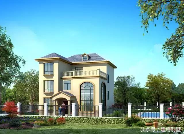 11.9×12.5米三層農村別墅，最愛的飄窗每個臥室都有