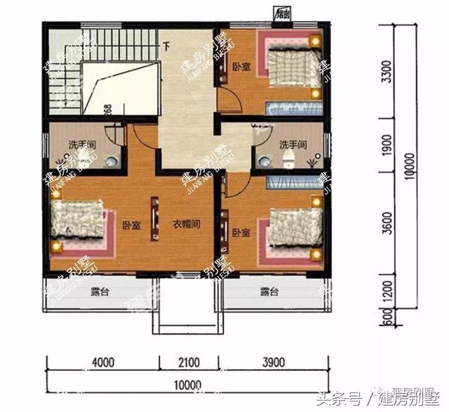 2棟10*10磚混結(jié)構(gòu)的二層別墅設(shè)計圖，造價十幾萬，一輛車錢就能蓋棟新房