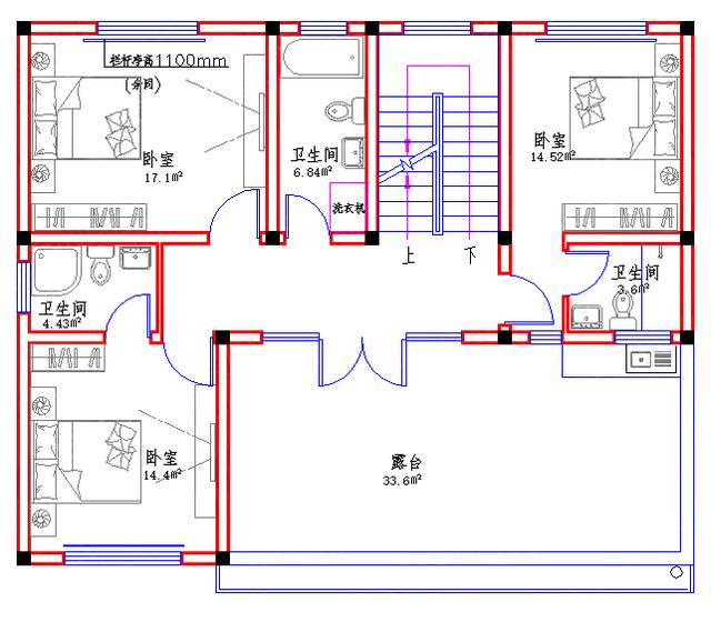 30萬2廳8室12×10三層農村別墅全套Cad建筑結構水電施工圖