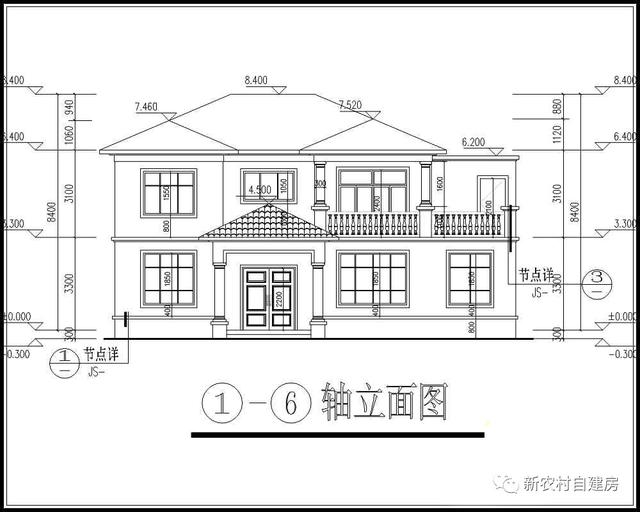 20萬內的農村私人別墅設計圖，14x9米，含平面圖和立面圖