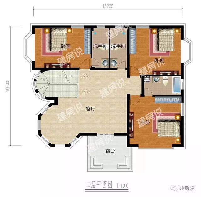 多臥室的三層農村別墅，既簡約大氣又有時尚感