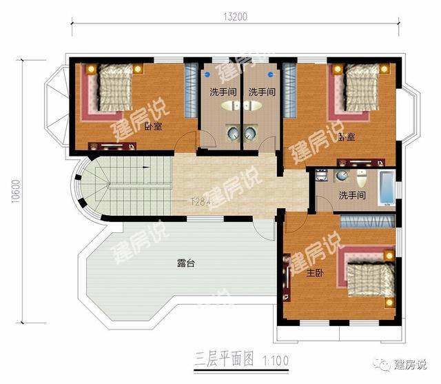 多臥室的三層農村別墅，既簡約大氣又有時尚感