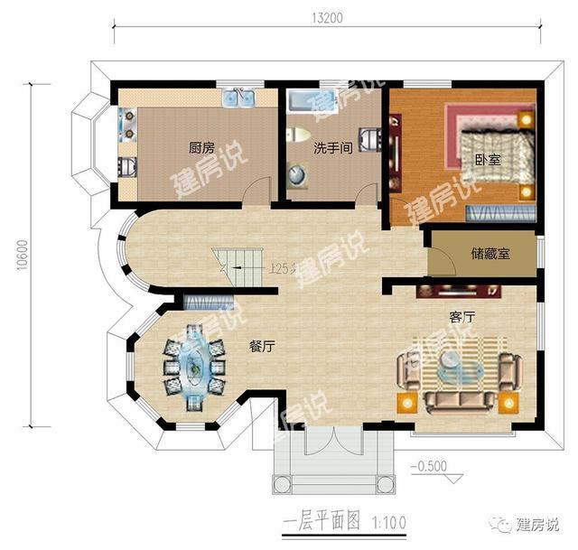 多臥室的三層農村別墅，既簡約大氣又有時尚感