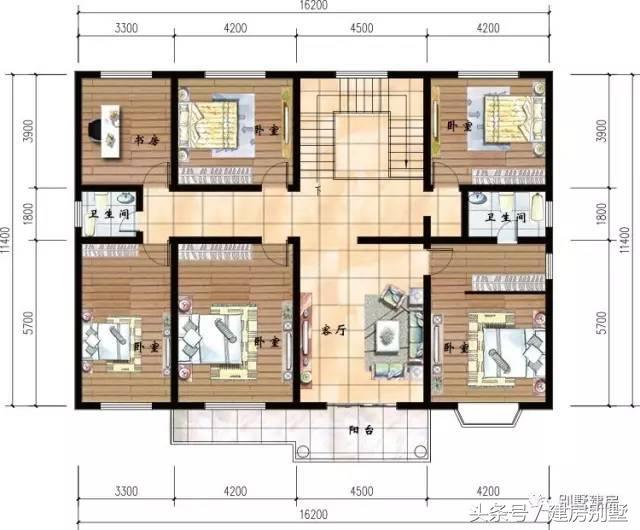 16.2×11.4米二層農村別墅，房間多，生三胎都夠住