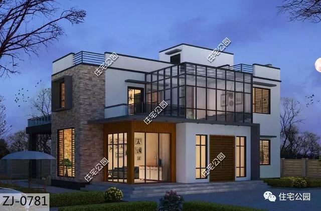 14×14米二層別墅圖，時尚而具有藝術氣質的外觀造型，讓人印象深刻。