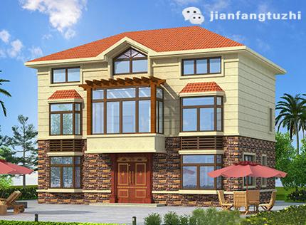 二層帶閣樓新農村別墅全套施工圖110㎡30萬2廳4室帶棋牌室，簡單又實用