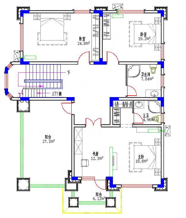 三層歐式別墅設計圖50萬160㎡3廳6室帶落地窗香火臺挑空客廳套間