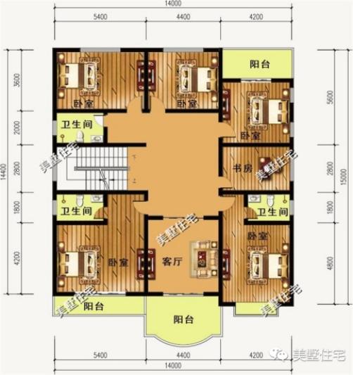 15款二層別墅圖，戶型方正施工簡單，主體造價最低只要18萬，性價超高的啊