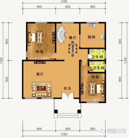 15款二層別墅圖，戶型方正施工簡單，主體造價最低只要18萬，性價超高的啊