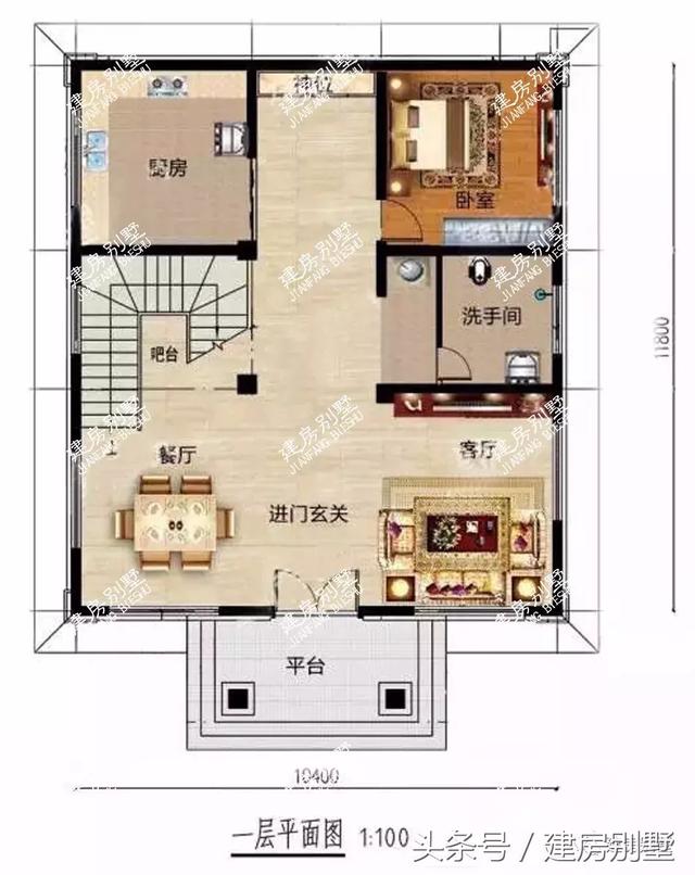 豪華四層復式別墅設計圖，配有茶室，不得不說建一棟好房子是讓幾代人受益的事