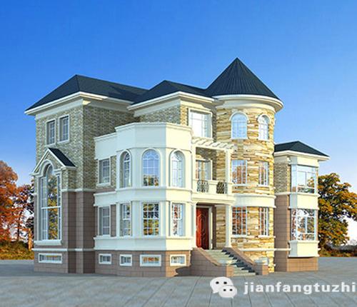 復式三層地中海風格別墅設計圖，豪華大氣