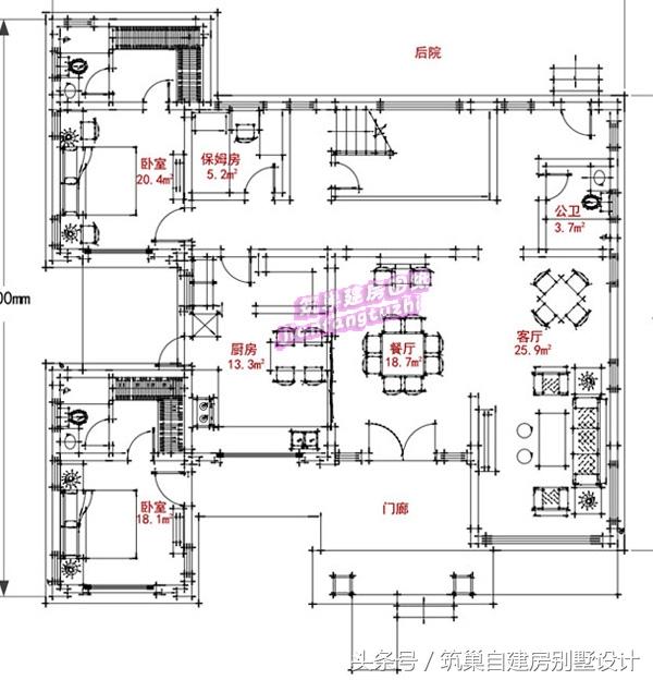 38萬15x15米帶庭院二層簡歐式別墅設計圖，戶型外觀更簡潔、硬朗、更具有現代氣息！