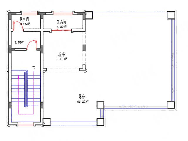 小戶型三層半兄弟戶別墅圖，100㎡32萬3廳3廚9室，帶涼亭。