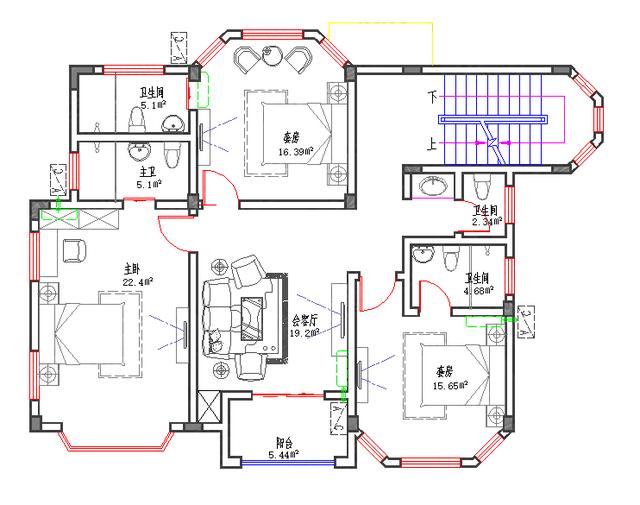 三層特色歐式城堡別墅圖，戶型精美大氣，40萬2廳6室?guī)ш柟夥啃蓍e房套房