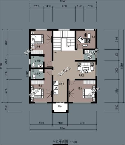 農村四層別墅圖，10X11米，9室2廳帶車庫，精致布局實用又漂亮