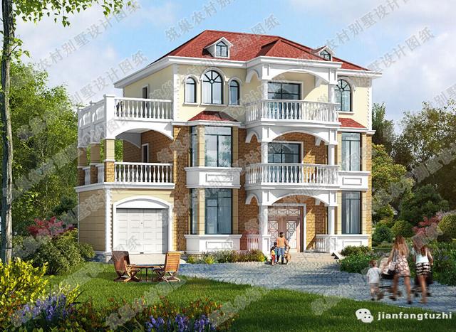 25萬2廳5室12×9米二層小別墅圖，帶走廊+臥室套間。