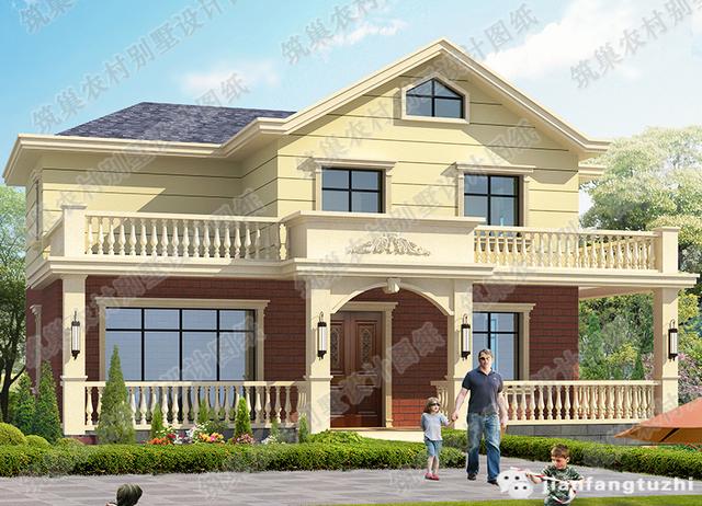 25萬2廳5室12×9米二層小別墅圖，帶走廊+臥室套間。