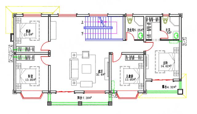 二層自建房，17×8，2廳5室帶兒童房套房