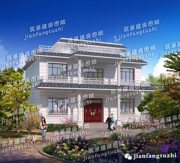 18x14米二層新農村框架自建房，帶陽光房，簡約清新。