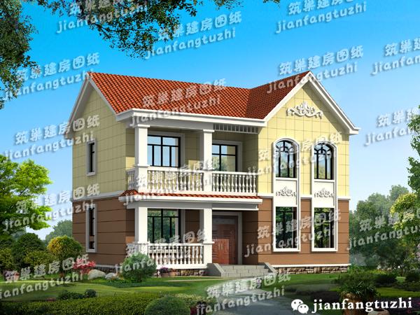 18x14米二層新農村框架自建房，帶陽光房，簡約清新。