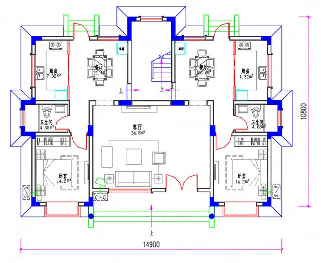 35萬單戶有2廳3室15×11三層別墅，很實用的一款雙拼戶型。