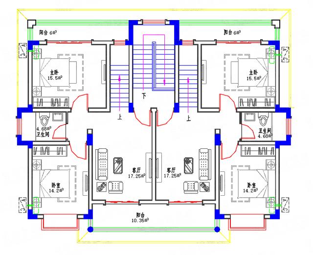 35萬單戶有2廳3室15×11三層別墅，很實用的一款雙拼戶型。