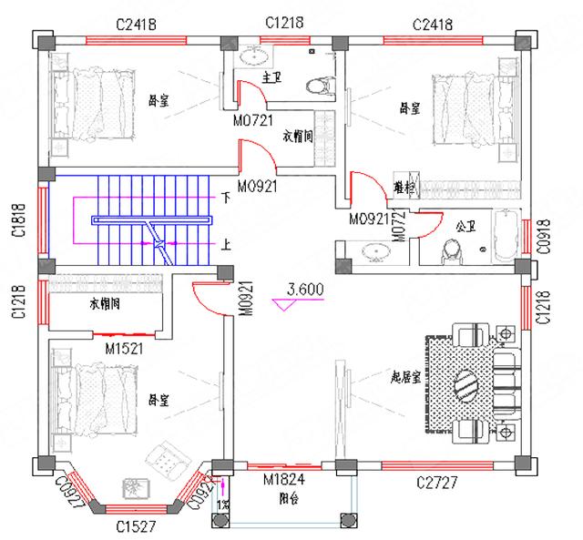 三層農村自建房，40萬2廳7室12×13帶健身房+套房，外觀設計非常大氣。