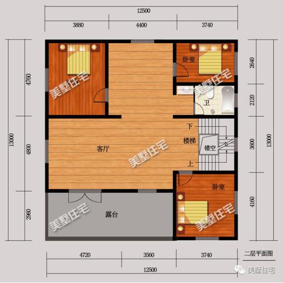 三層新中式別墅圖，12x13米，露臺精致布局實用，簡約大方。