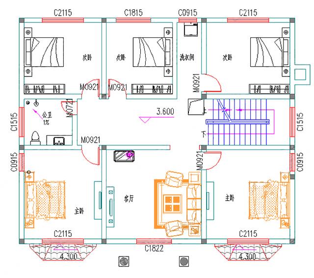 造價38萬14×12米三層3廳10室3衛的別墅設計圖（附全套施工圖），設計圖布局流暢，適合農村大家庭