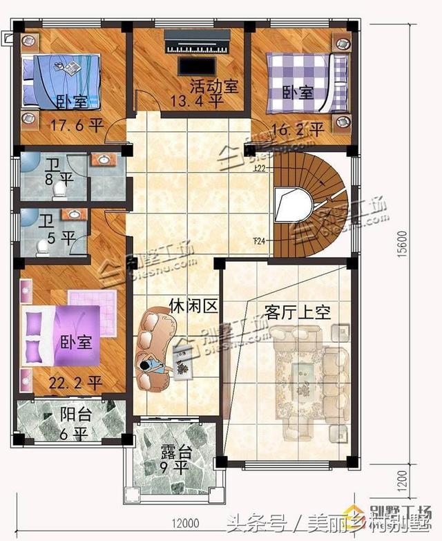 12X16.8米三層農村自建別墅設計施工圖，小開間大進深，對于建房來說是個不錯的選擇！