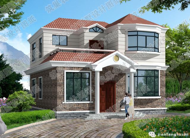 復式三層帶車庫豪華套間別墅設計圖，150㎡2廳8室。