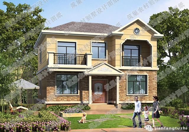 復式三層帶車庫豪華套間別墅設計圖，150㎡2廳8室。