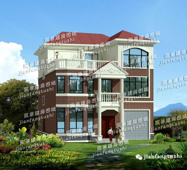 二層鄉(xiāng)村別墅設(shè)計(jì)圖，12x10米，戶型實(shí)用。