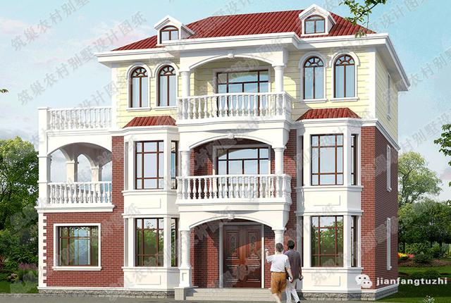 三層豪華別墅設計圖，15×10米，3廳7室帶健身區+臥室套間+飄窗。