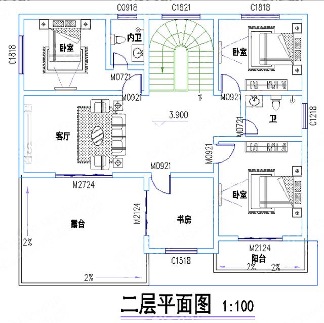 二層自建房，170㎡2廳5室帶車庫套間，外墻文化石裝飾！