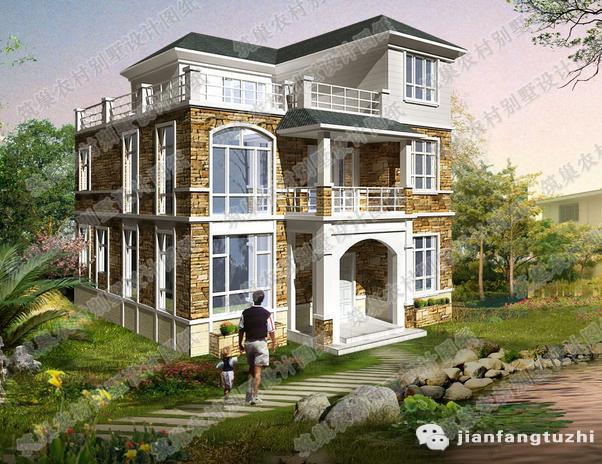 二層自建房，170㎡2廳5室帶車庫套間，外墻文化石裝飾！