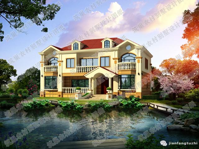 2廳4室二層農村自建房，12×9米,造價22萬，帶走廊+休閑廳+豪華套間