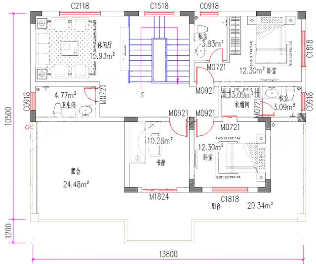 2廳4室二層農村自建房，12×9米,造價22萬，帶走廊+休閑廳+豪華套間